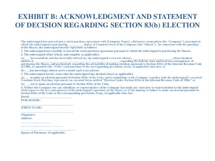 Section 83 b stock options
