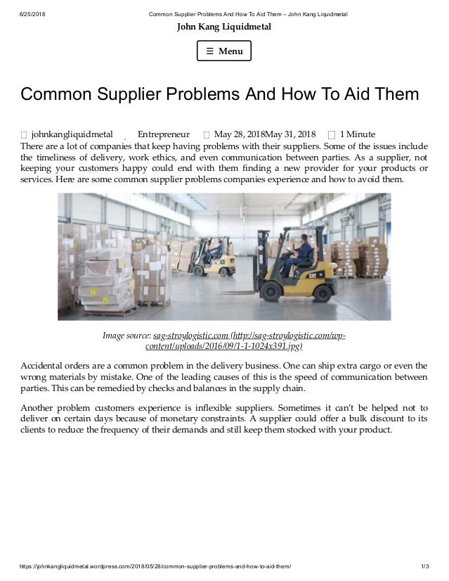 Common Supplier Problems And How To Aid Them