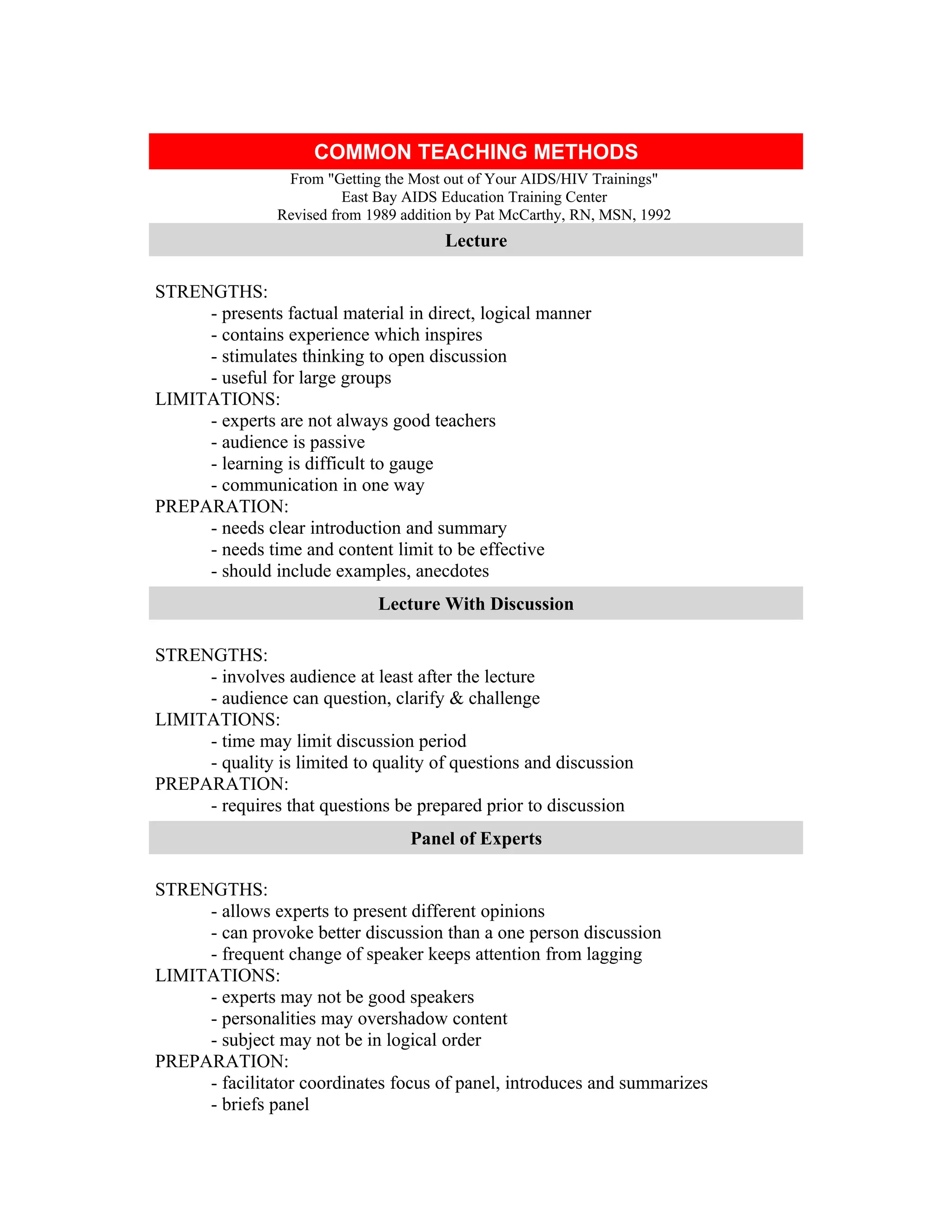 Common teaching methods PDF