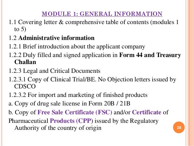 common technical document cover letters in ctd format