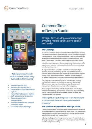 Common Time M Design Studio Datasheet | PDF