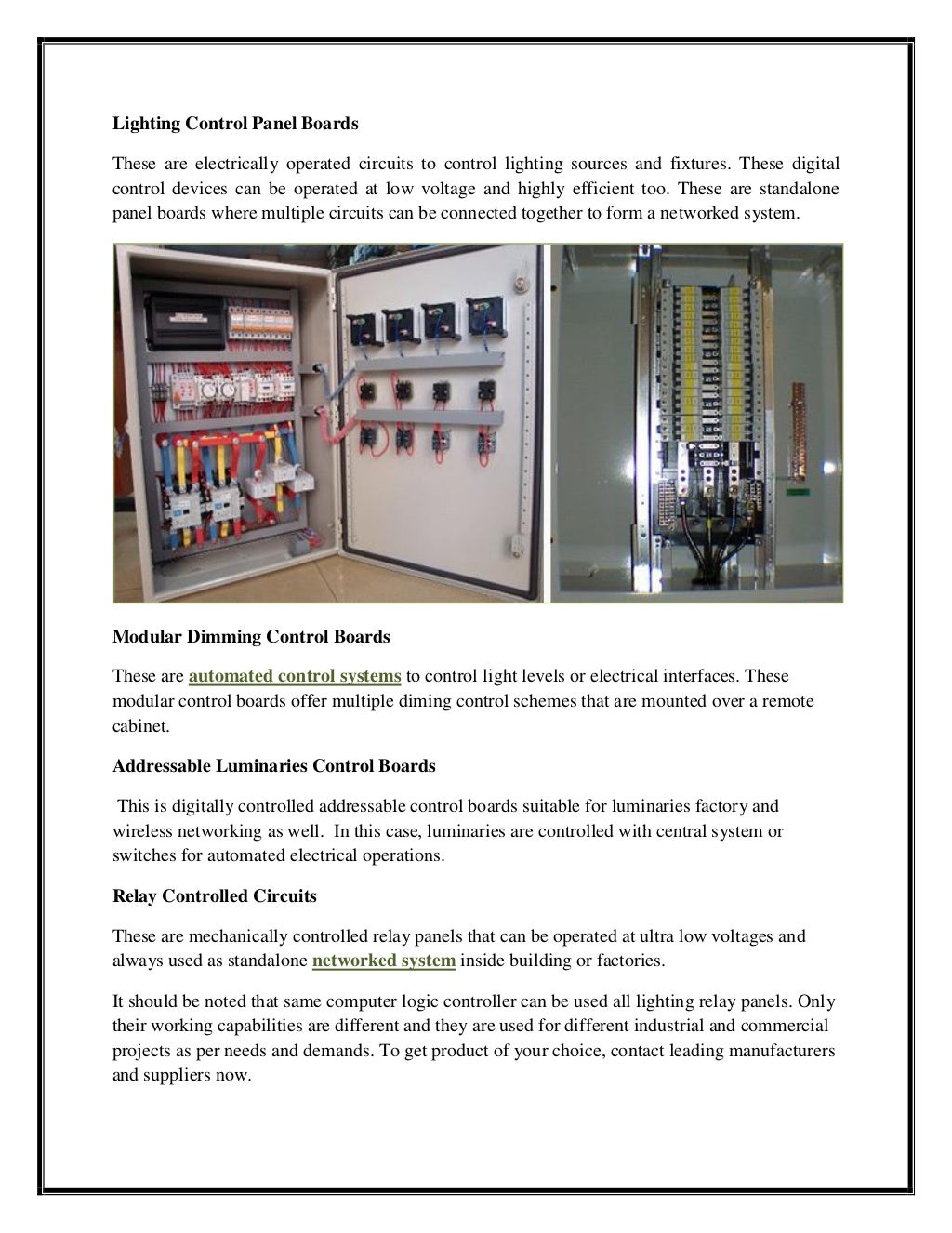 Common Types & Specifications for Lighting Relay Panels