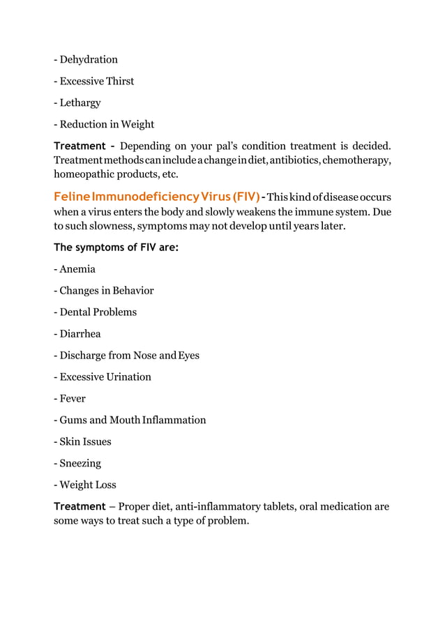 View of Common Feline Diseases: Symptoms & Preventives | PDF