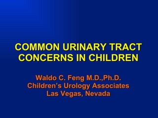 COMMON URINARY TRACT CONCERNS IN CHILDREN Waldo C. Feng M.D.,Ph.D. Children’s Urology Associates Las Vegas, Nevada 