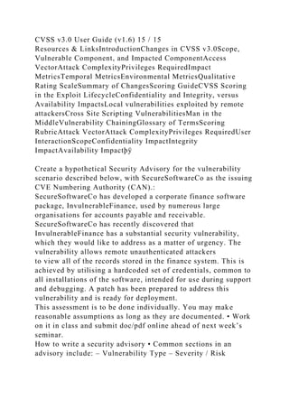 Common Vulnerability Scoring System v3.0User GuideThe C.docx