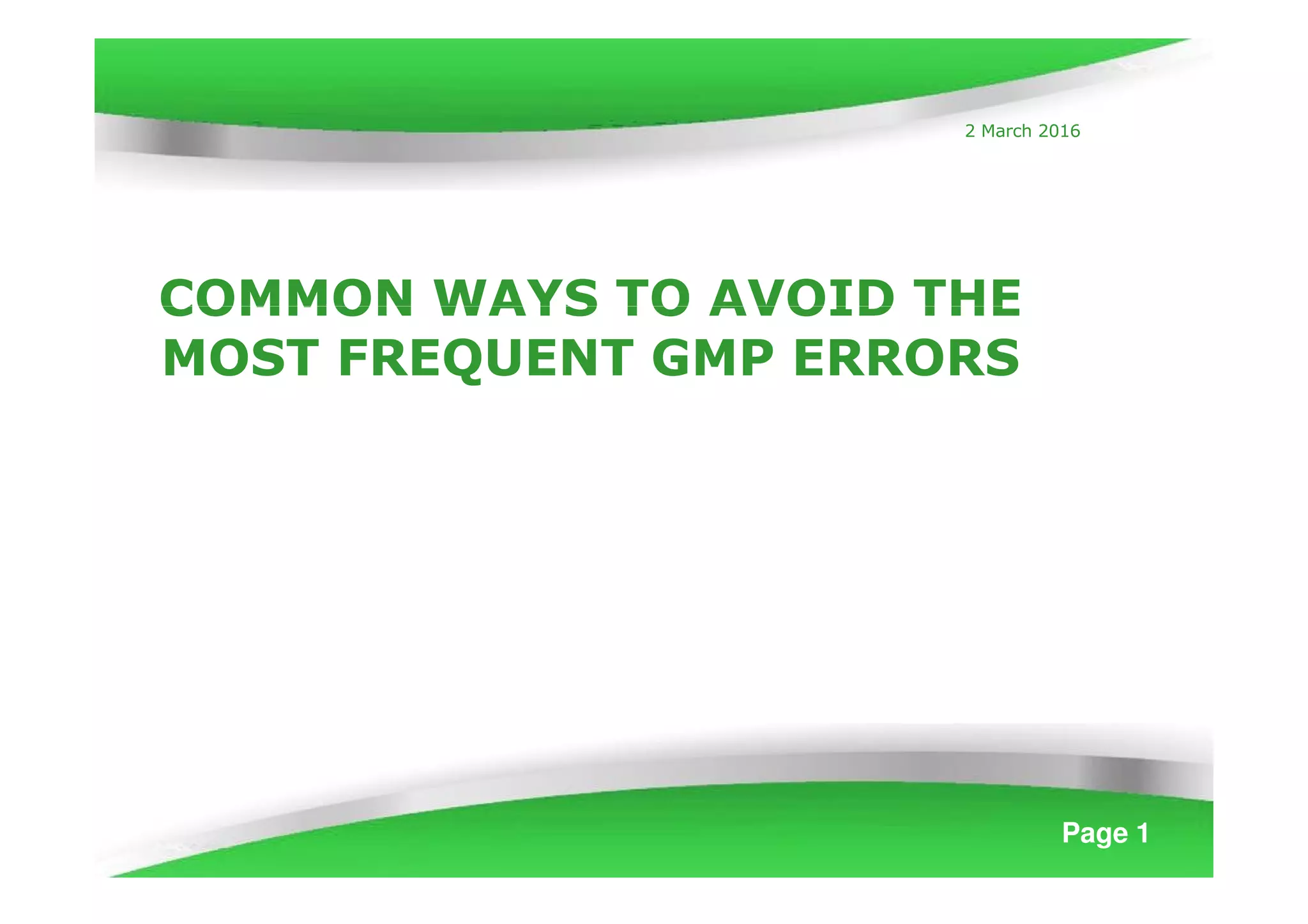 Common ways to avoid frequent gmp errors | PDF | Indoor Environmental ...