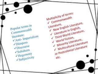 Commonwealth literature an outline