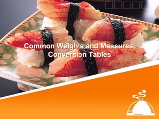 Common Weights and Measures,
Conversion Tables
 