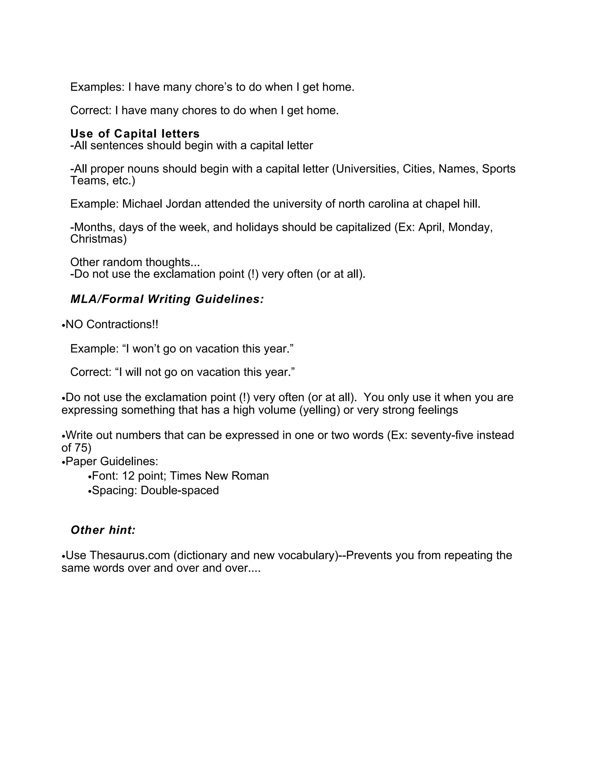 Common writing errors