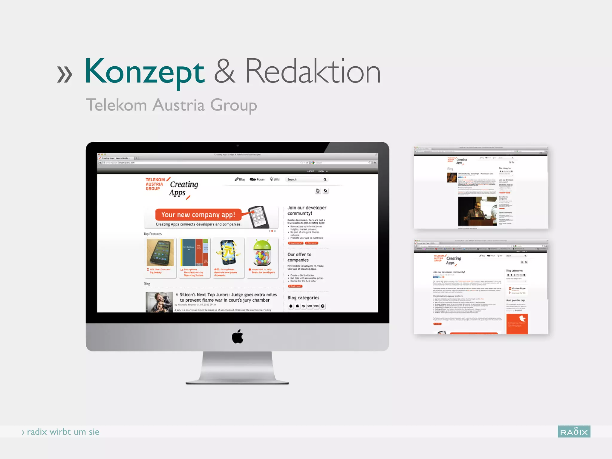 ›› Konzept  Redaktion
                Telekom Austria Group




› radix wirbt um sie
 