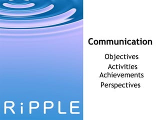 Communication   Objectives Activities Achievements Perspectives  