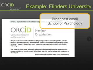 Broadcast email
School of Psychology
Example: Flinders University
 