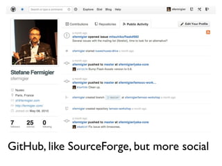 GitHub, like SourceForge, but more social

 