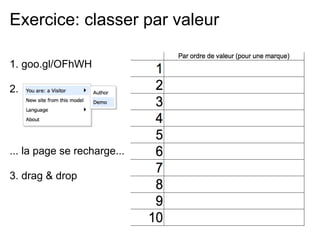 Exercice: classer par valeur

1. goo.gl/OFhWH

2.




... la page se recharge...

3. drag & drop
 