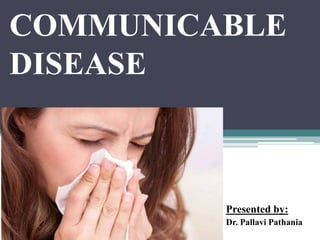 COMMUNICABLE
DISEASE
Presented by:
Dr. Pallavi Pathania
 