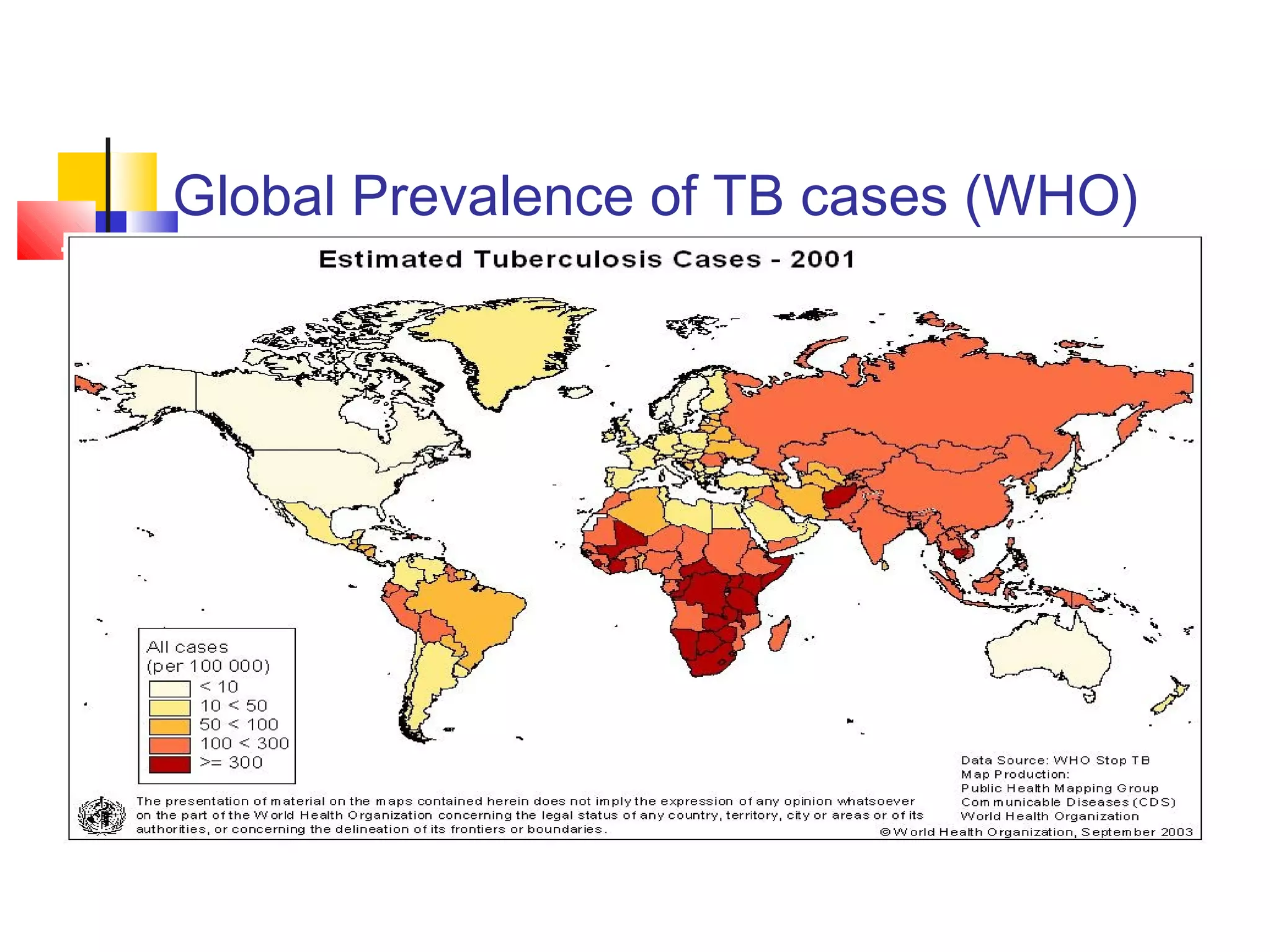 Global Prevalence of TB cases (WHO)
 