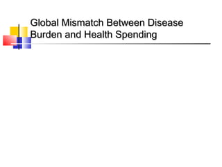 Global Mismatch Between DiseaseGlobal Mismatch Between Disease
Burden and Health SpendingBurden and Health Spending
 