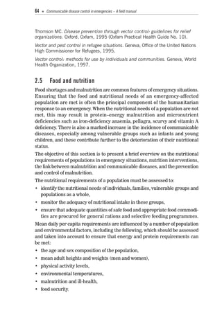 Unit Rations Control Monitor Memo Communicable disease control in emergencies | PDF