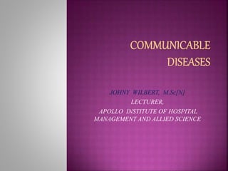 JOHNY WILBERT, M.Sc[N]
LECTURER,
APOLLO INSTITUTE OF HOSPITAL
MANAGEMENT AND ALLIED SCIENCE
 