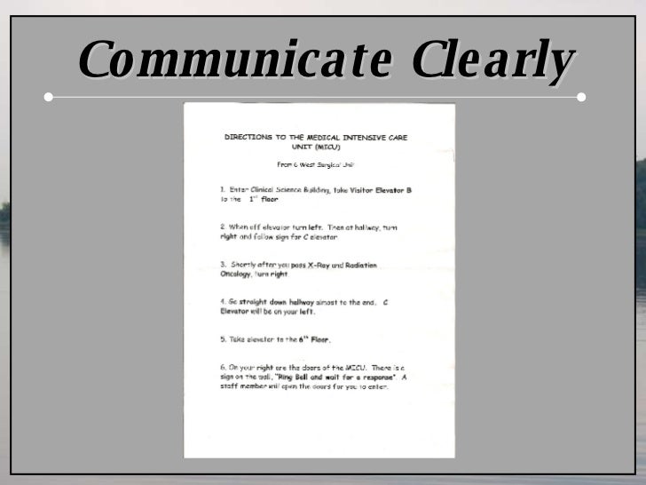 Communicate Clearly Communicate Clearly