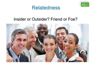 Relatedness
Insider or Outsider? Friend or Foe?
 