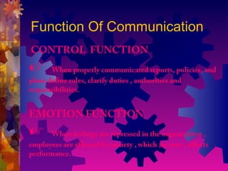 FUNCTION OF COMMUNICATION | PPT