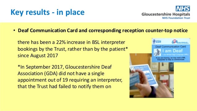 Gloucestershire Hospitals NHS FT Deaf Communication Cards Promoting