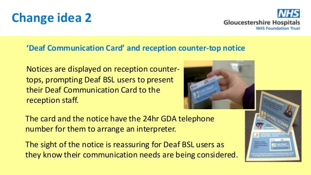 Gloucestershire Hospitals NHS FT Deaf Communication Cards Promoting