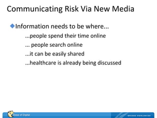 Communicating Drug Risk Using New Media Technologies--Dose Of Digital