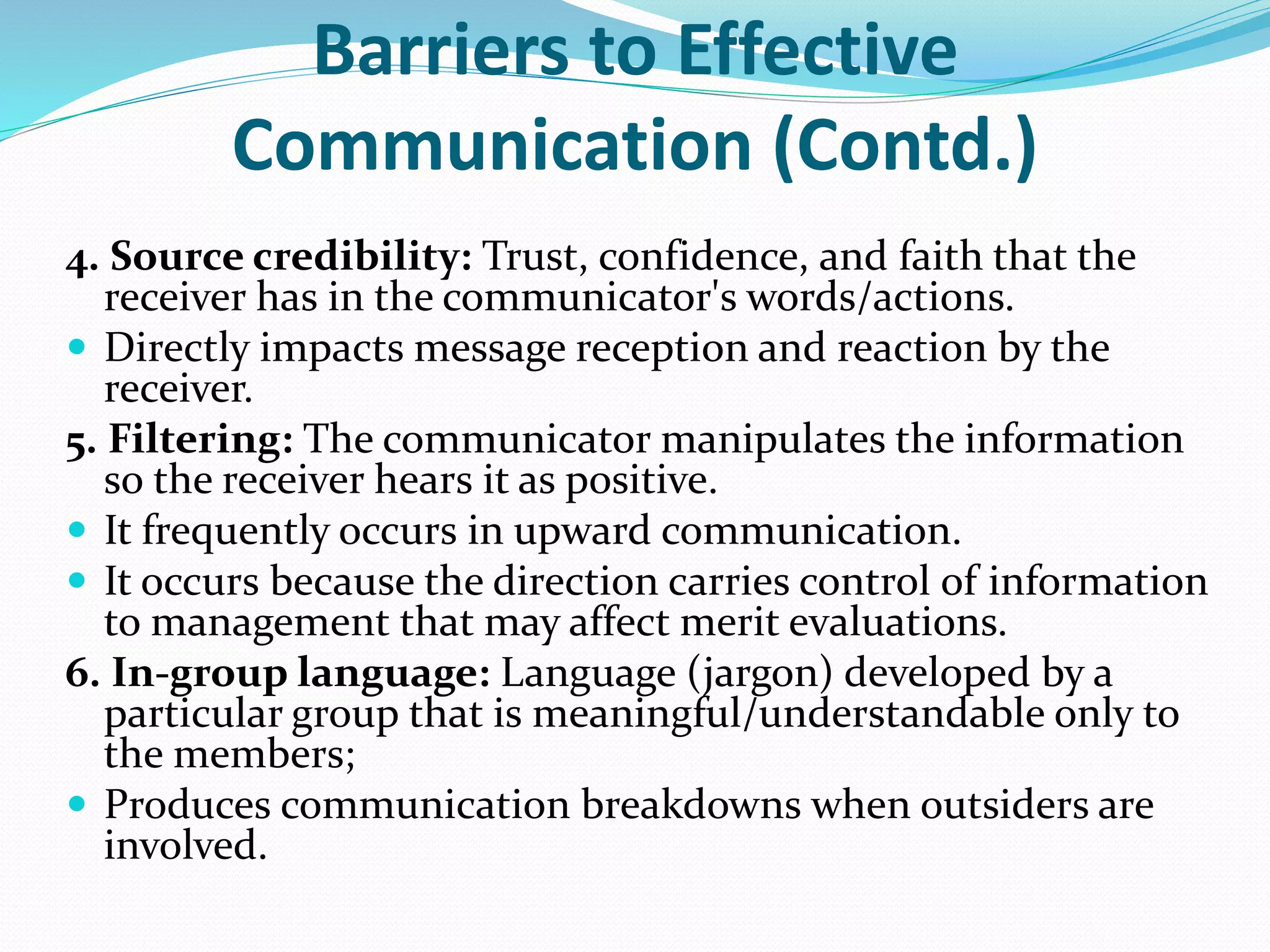 Process Barriers To Effective Communication Communicating Effectively in Organizations - Communication Process