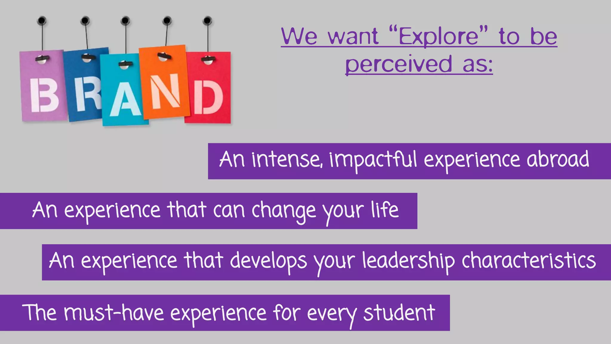 The must-have experience for every student
An intense, impactful experience abroad
An experience that can change your life
An experience that develops your leadership characteristics
 