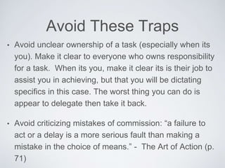 – Bungay, Stephen
The Art of Action (p. 182)
“People only show independent thinking obedience if
they have the means to do so, and are operating
within a network of trust.”
 