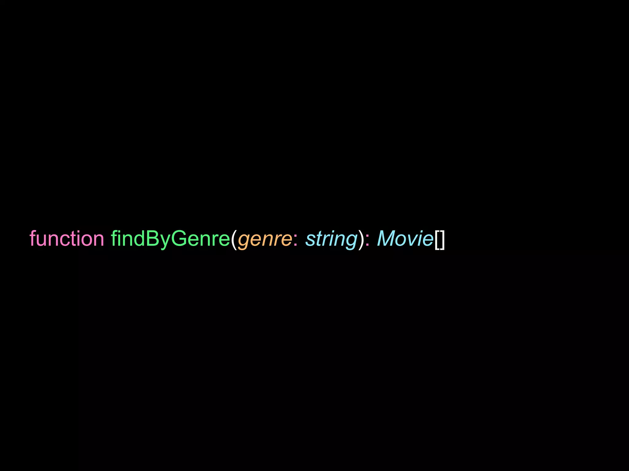 function findByGenre(genre: string): Movie[]
 