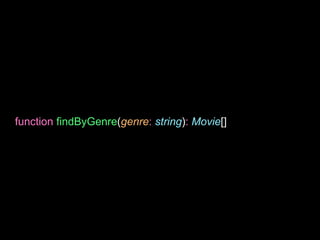 function findByGenre(genre: string): Movie[]
 