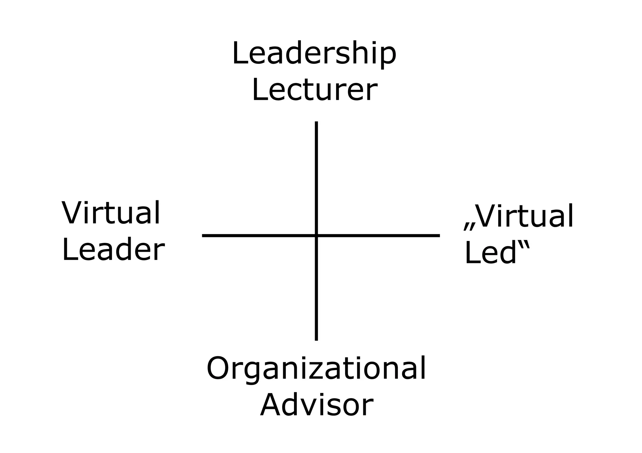 Audiences 
„Virtual 
Led“ 
Virtual 
Leader 
Leadership 
Lecturer 
Organizational 
Advisor 
 