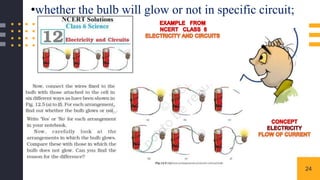 24
•whether the bulb will glow or not in specific circuit;
 
