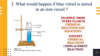 29
3. What would happen if blue vitriol is stored
in an iron vessel ?
 