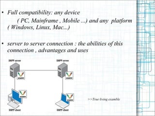 Full compatibility: any device ( PC, Mainframe , Mobile ...) and any  platform ( Windows, Linux, Mac...) server to server connection : the abilities of this connection , advantages and uses >>True living examble 