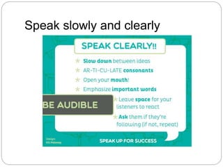 Speak slowly and clearly
 