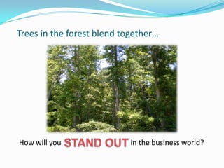 Trees in the forest blend together… STAND OUT  How will you                                      in the business world? 