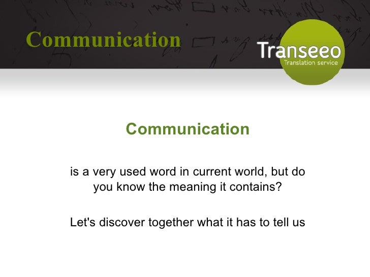 Etymology Communication