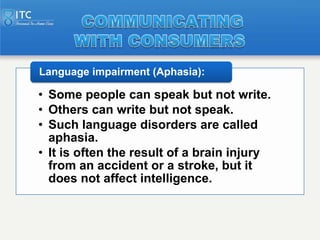 Language impairment (Aphasia):

• Some people can speak but not write.
• Others can write but not speak.
• Such language d...