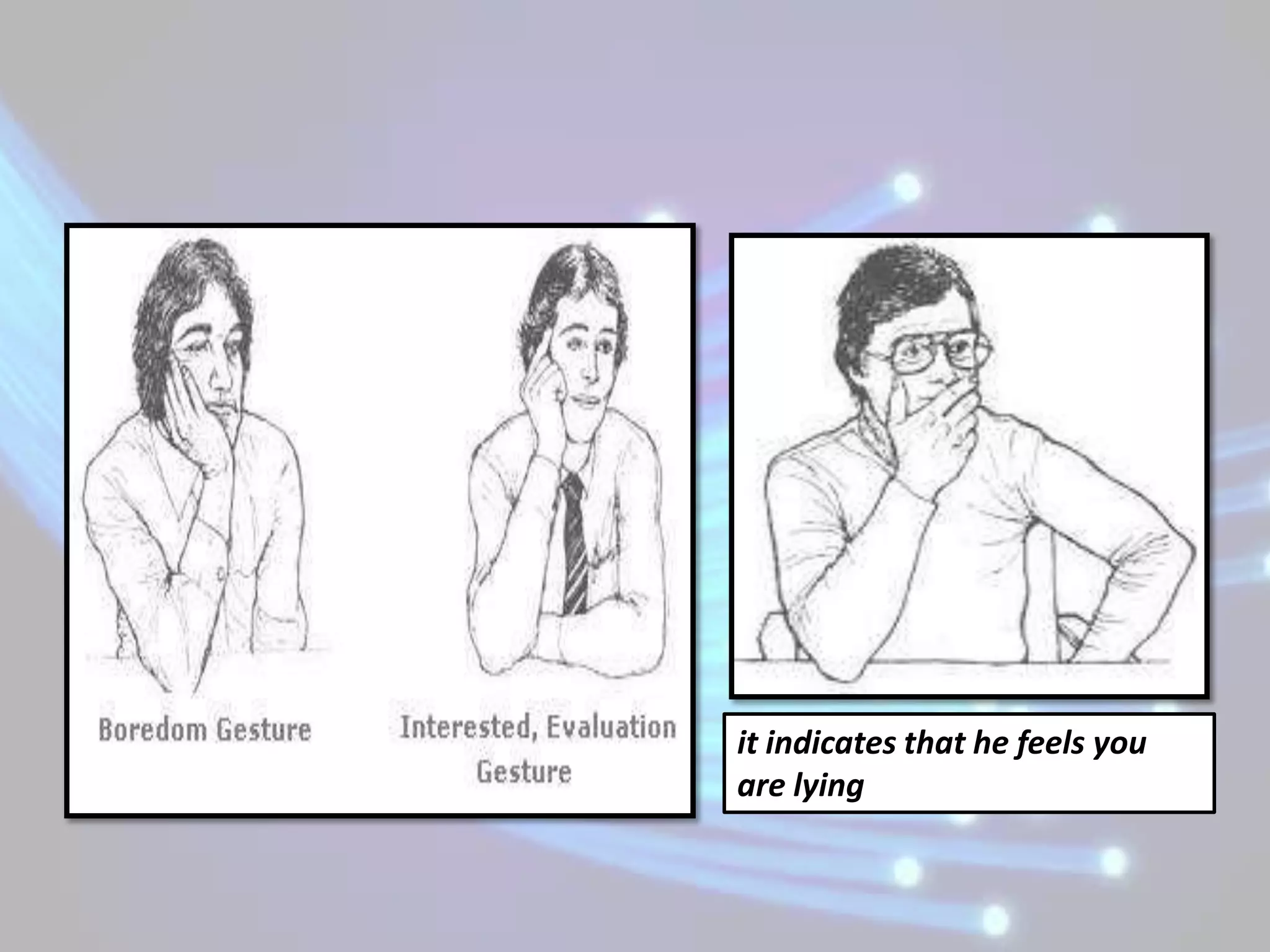 it indicates that he feels you
are lying
 