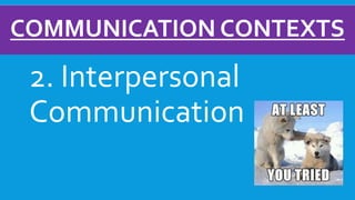 COMMUNICATION CONTEXTS
2. Interpersonal
Communication
 
