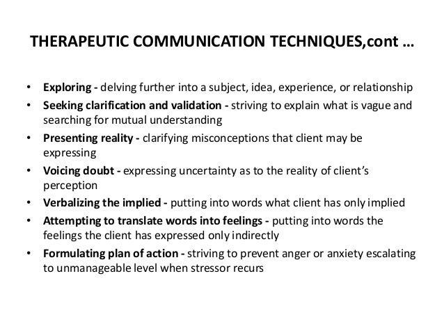 communication in psychiatric patient therapeutic communication techniques