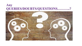 Any
QUERIES/DOUBTS/QUESTIONS………..?
 