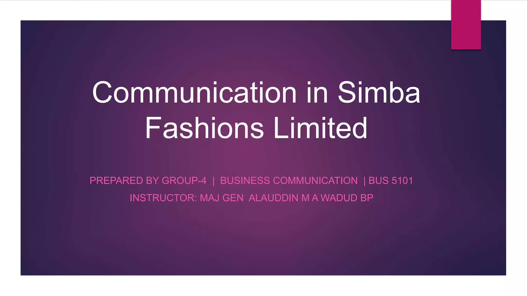 Communication in Simba Fashions Limited PPT