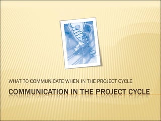 WHAT TO COMMUNICATE WHEN IN THE PROJECT CYCLE 