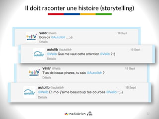 Il  doit  raconter  une  histoire  (storytelling)  
12  
 