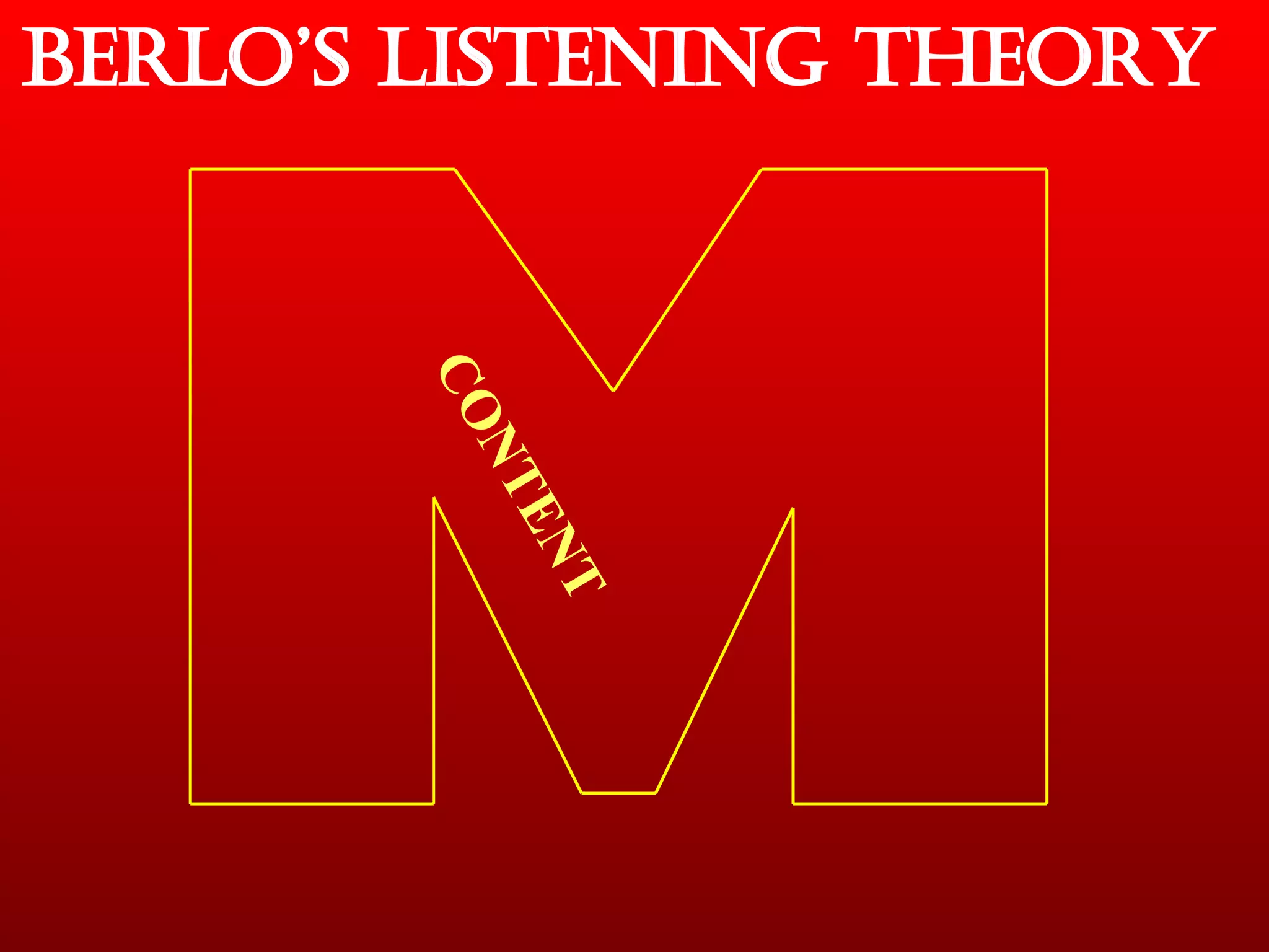 Berlo’s Listening Theory CONTENT 